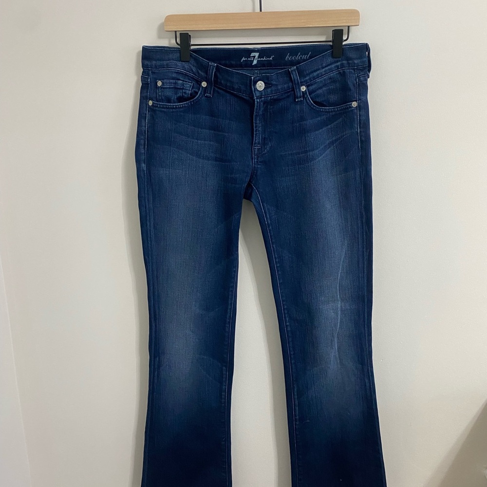 7 For All Mankind Dark/Medium Wash Bootcut Jeans